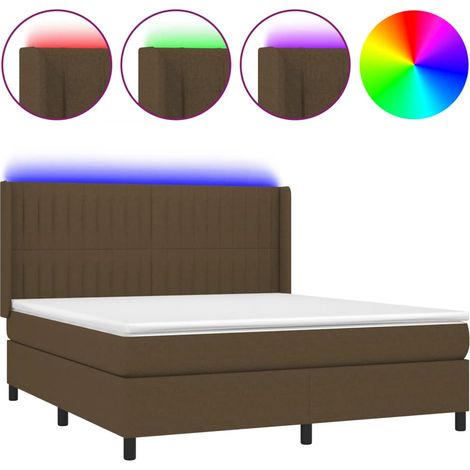 Maison Exclusive - Letto a Molle Materasso e LED MarroneScuro 180x200cm in Tessuto (1/5)