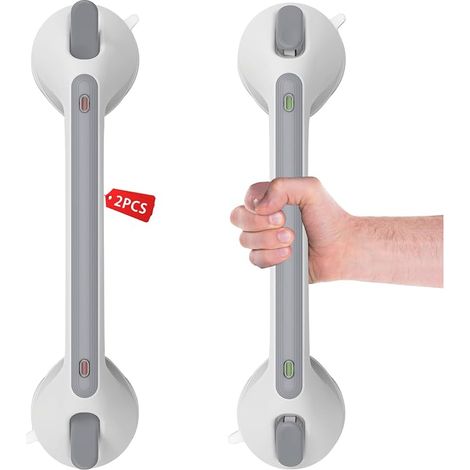 2pcs 16in Poignée de Baignoire, Poignée pour Salle, Barres d‘appui de Salle, Poignée de Douche, Poignée de Bain pour Personnes Âgées, Sans Perçage, pour Baignoire, Douche, Enfants et Seniors (1/5)