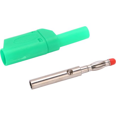 Lot de 10 fiches bananes isolées de sécurité 22,160 4 mm avec boîtier pour tests électroniques (vert).