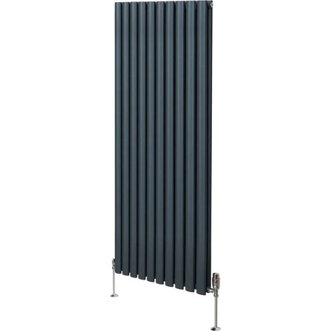 Oval Column Radiator & Valves - 1600mm x 600mm – Anthracite Grey