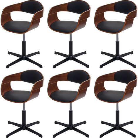 Lot de 6 chaises de salle à manger HWC-H46, chaise de cuisine, réglable en hauteur mécanisme de rota (1/5)