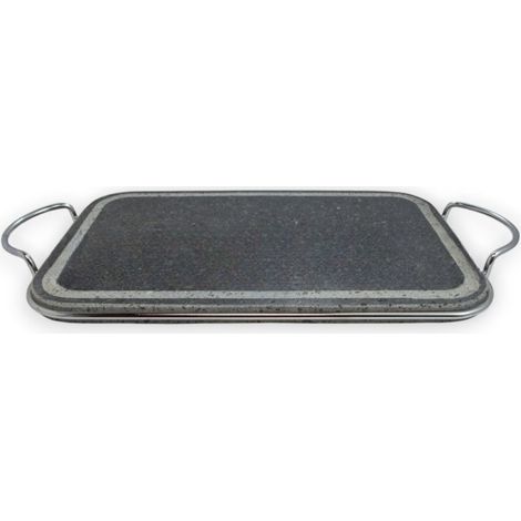 Piastra in pietra lavica telaio rettangolare per barbecue in ferro 35x22x1,5 cm (1/4)