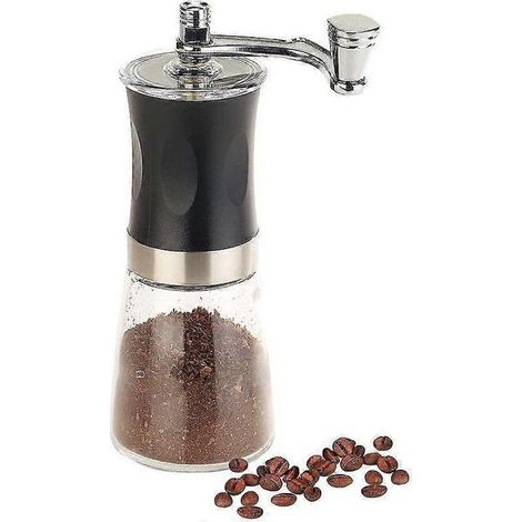 Nouveau moulin à café manuel à meules avec manivelle et mécanisme de broyage en céramique, réglable en continu, capacité de 19 cm. (1/4)