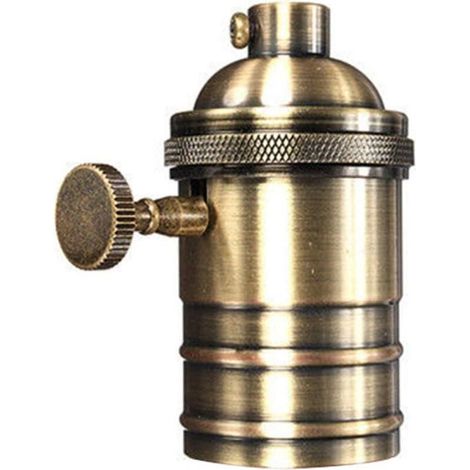 Douille d'ampoule rétro E26/E27 en cuivre antique avec interrupteur marche/arrêt à vis ES en laiton (1/4)