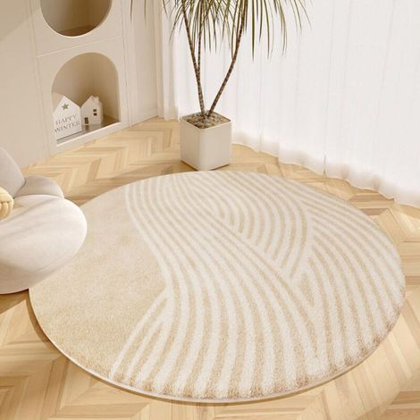Tapis rond 100 cm – Microfibre douce haute densité – Dessous antidérapant – Motifs géométriques pour salon et chambre d'enfant (1/5)