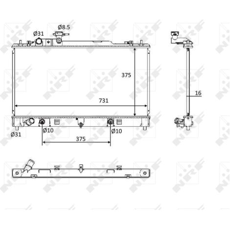 Radiateur, refroidissement du moteur NRF 58561 MAZDA LF4K15200B LF4K15200C