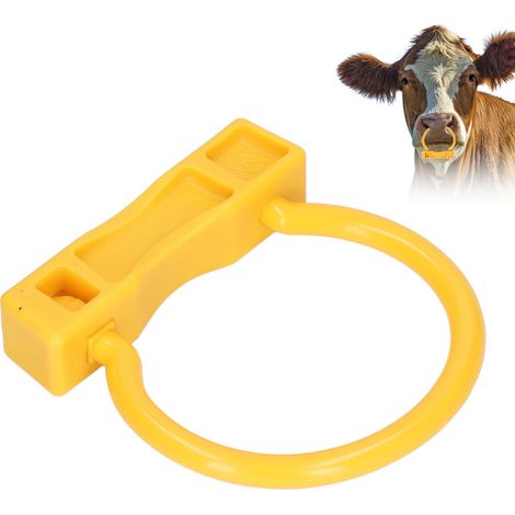 Set mit 4 gelben Nylon-Nasenringen, hohe Elastizität und geringes Gewicht, für Zuchtkühe (Größe M). (1/5)