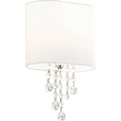 Applique Contemporanea Nina Acciaio Cromo Tessuto Bianco 1 Luce E14 (1/5)
