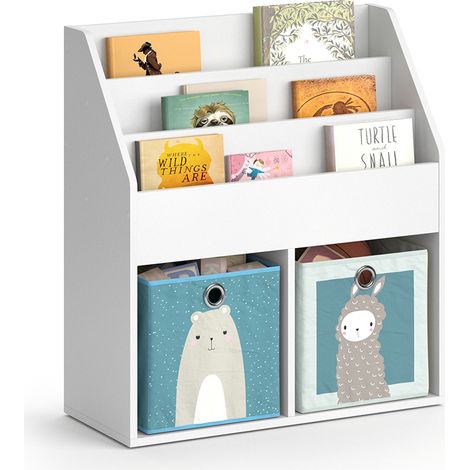Libreria bambini Luigi, Bianco, 72 x 79 cm con 2 scatole pieghevoli opt.6, Vicco (1/5)