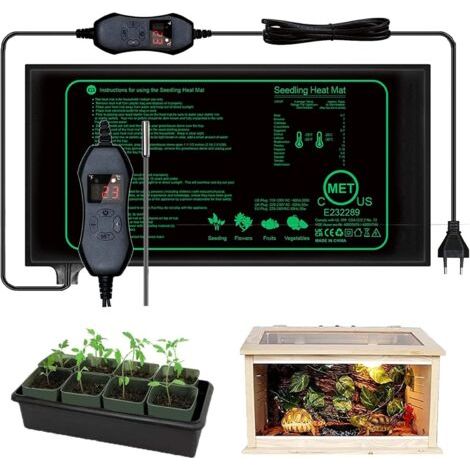 Tapis chauffant pour plantes avec thermostat pour semis, animaux domestiques et reptiles,Tapis chauffant de 50 W pour la germination et la régulation de la température,25x52 cm (1/5)