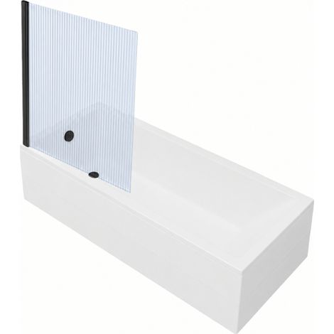 Baignoire rectangulaire VitrA Neon 170x75cm + Pare bain gauche AURYS Raywall noir mat profilé gauche + vidage noir mat