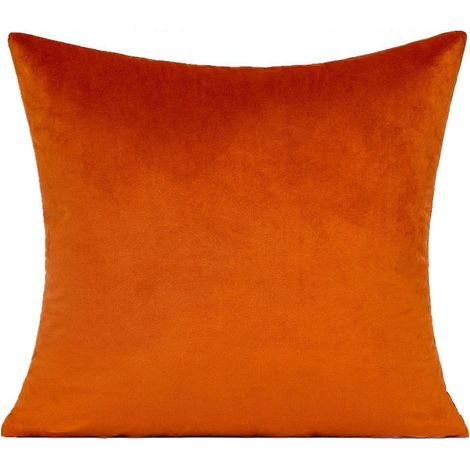 Housses de coussin décoratives d'automne orange brûlé 18x18 en velours rouille pour canapé, porche, patio, chambre, voiture. (1/2)