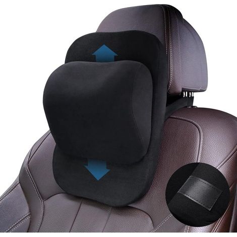 Coussin Appuie Tête Voiture, Réglable Repose Tête Cervicales Noir pour Siège Conduite Oreiller Nuque (1/5)