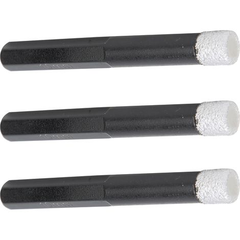 Foret diamanté à queue hexagonale brasée en trois parties pour perçage à sec du granit/carrelage, noir, 10 mm (1/5)