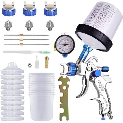 Jeffergarden Pistolet à peinture pneumatique sans fil portable – Cupule 600ml et valve réglable – Pour peinture maison et automobile – Autonomie et mobilité optimisées (1/5)