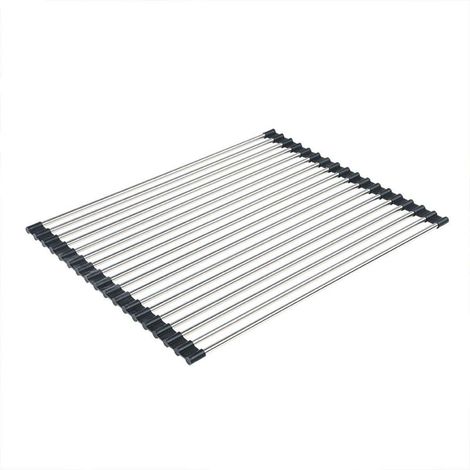 Égouttoir multifonctionnel en acier inoxydable, organisateur de vaisselle pliable pour la cuisine-AquaForge (1/5)