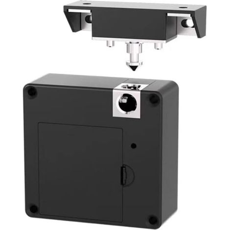 Serrure de meuble RFID invisible, serrure électronique intelligente pour placard et tiroir, ouverture par carte RFID, installation sans perçage, sécurité et protection enfant, noir (1/5)