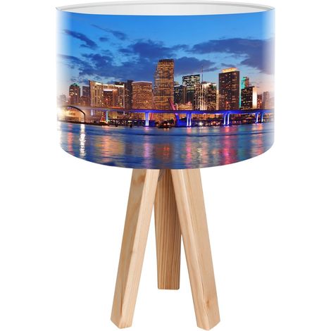Lampe de chevet city foto-016 - Bois clair, blanc (1/3)