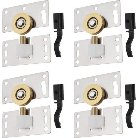 Set of 4 stainless steel sliding door rollers for cabinets, wardrobes, windows, furniture hardware (1/3)