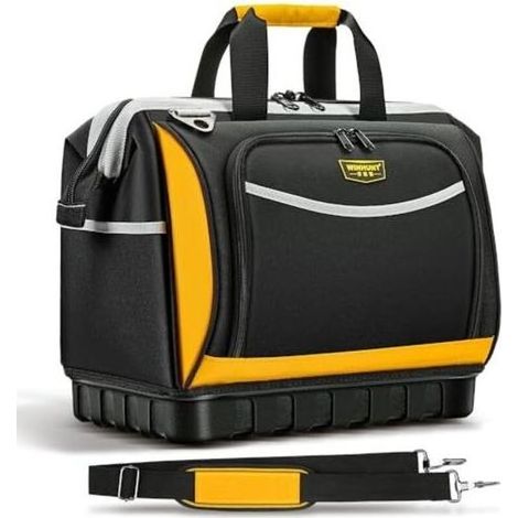 Sac à outils de 40 cm avec bandoulière, 25 poches, robuste et étanche, avec fermeture éclair, idéal pour électriciens, techniciens et plombiers. (1/5)
