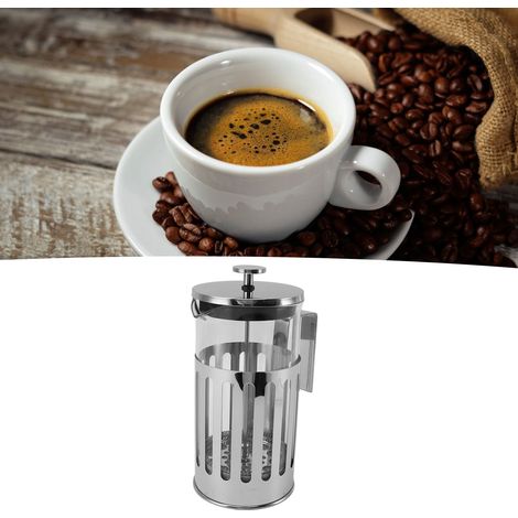 Edelstahl-Teekanne mit Stempel, Filter und Milchaufschäumer, 1000 ml, silber (1/5)
