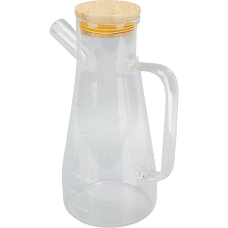 Hochwertige Ölflasche aus Borosilikatglas, staubdicht, sedimentbeständig, Essigbehälter aus Glas mit ergonomischem Griff für die Küche, 650 ml (1/5)