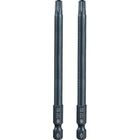 2 Pièce Embout de Tournevis Torx Magnétique, T27 1/4" Hex Tige Longueur 100mm Embout de Vissage Long Hexagonal en Acier S2 avec Trou pour Retirer les Vis de Fixation Outils (1/5)