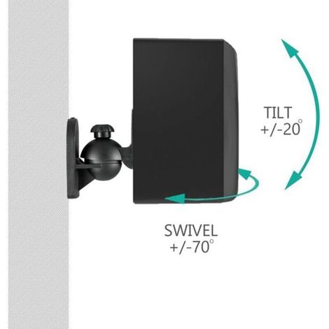 2 Supports mur et plafond, fixation enceinte bibliothèque, capacité 3,5 kg, noir, salon bureau cinéma (1/4)