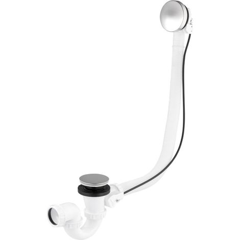 – Vidage baignoire à câble 650mm – Système bonde rotatif – Débit 59 litres/minute – Siphon orientable 360° – Inox finition chromée (1/2)