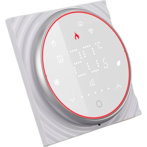 WLAN-Thermostat, Smart-Thermostat mit LED-Anzeige, Einbauplatte, App- und Sprachsteuerung, 7-Tage-Programmierung, AC 95–240 V für elektrische Heizsysteme, Weiß (1/5)