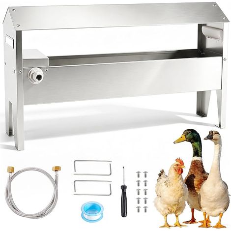 Abreuvoir automatique pour poules en acier inoxydable avec valve flottante, distributeur d'eau pour dinde, caille, canard, oie (1/5)