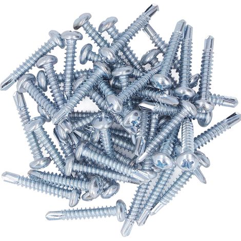 Vis à bois autoforeuse tête ronde, lot de 50, 4,2x25 mm, acier galvanisé, pour réparation de meubles, visserie cruciforme (1/5)