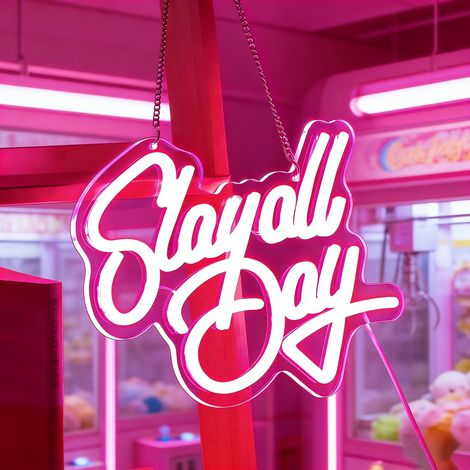 Enseigne néon « Slay All Day » – Déco LED style « Preppy » pour chambre d'ado  lampe USB esthétique pour dortoir (15,7 x 12 pouces) (1/5)