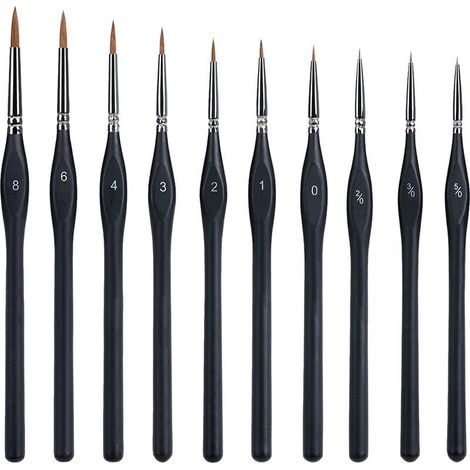 BRAVIX 1 Set mit 10 Pinseln, feinen Pinseln, Mini-Pinseln, feinen Pinseln, kleinen Pinseln, Mikro-Pinseln, Pinseln mit feiner Spitze. (1/5)