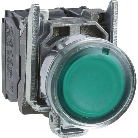 HARMONY XB4 - PULSANTE IN METALLO, PIATTO, VERDE, RETROILLUMINATO A LED 24V, NA+NC (1/2)