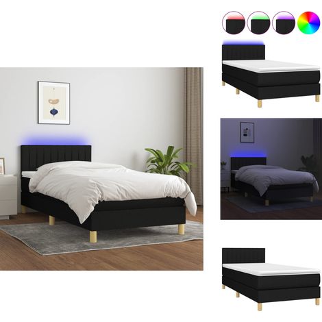 Boxspringbett mit Matratze & LED Schwarz 80x200 cm Stoff - Boxspringbett - Doppelbett - Schlafsofa - Lattenrost - Bettrahmen (1/5)