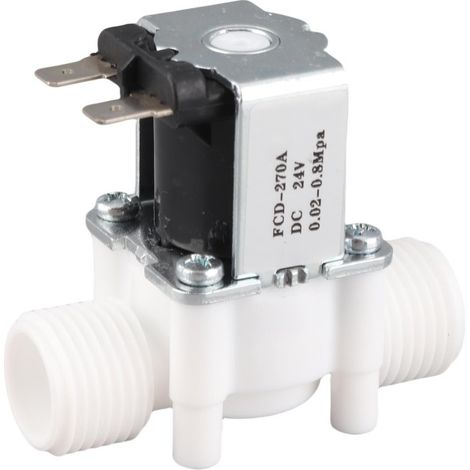 Válvula solenoide de plástico G1/2 NC, normalmente cerrada, para suministro de agua, 220-240 V CA (1/5)