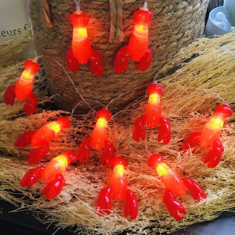 Guirlande lumineuse à cordes 20 LED, homard, fée, lampe de nuit pour camping, mariage, anniversaire, chambre à coucher, fête à domicile, fonctionne avec piles, homard (1/5)