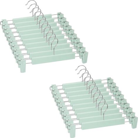 Lot de 20 Cintres Porte-Jupes, Cintres pour Pantalon, avec 2 Pinces antidérapants et réglables (1/5)