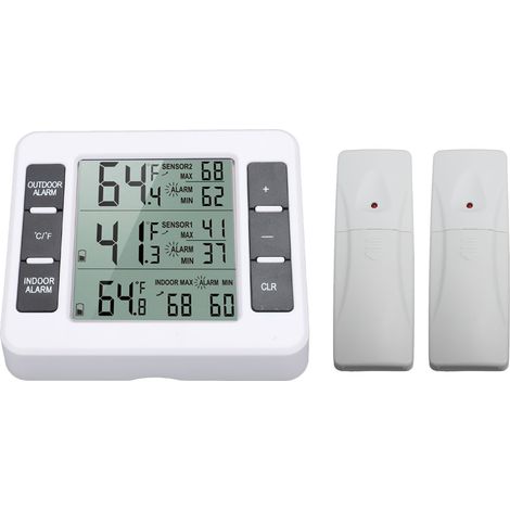 Thermomètre d'ambiance grand écran Celsius Fahrenheit, capteur d'humidité record le plus élevé et le plus bas pour l'intérieur et l'extérieur (1/5)