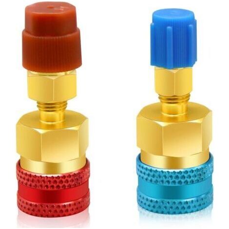 Adaptateurs R1234yf vers R134a, kit de coupleurs Rapides Kit de Recharge de réfrigérant R1234yf, adaptateurs côté Haut/Bas R134a vers R1234yf pour Recharge d'évacuation du système de réfrigérant (1/4)