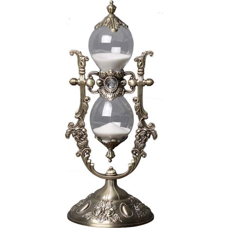 15-Minuten-Sanduhr aus Glas und Metall mit geprägtem weißen Sand, Vintage-Dekoration für Zuhause, Büro, Küche, Hochzeitsgeschenk (1/5)