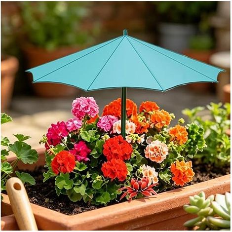 Abat-jour pour plantes d'extérieur – Petit parasol – 26,4 cm pour fleur avec piquet – Pour extérieur, cour, balcon, lit, pot de fleurs (1/5)