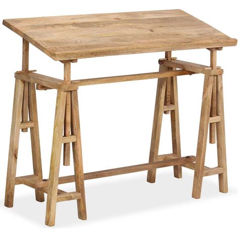 vidaXL Mesa de dibujo de madera maciza de mango 116x50x76 cm (1/5)