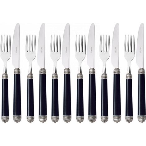 DORICO Ghiera Argento Anticato, Posate Set 12 Pz Frutta, Casa