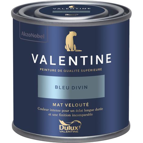 Dulux Valentine Peinture intérieure de haute qualité - Valentine - Couleur intense & pouvoir couvrant élevé - Mat Velouté Bleu Divin 0,125 L