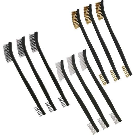 9 Pièce Mini Brosses Métalliques pour le Nettoyage des Scories de Soudure de la Rouille et de la Poussière, Petite Brosse Metallique Est en Acier Inoxydable en Laiton et en Nylon (1/5)