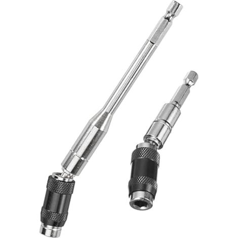 Porte-embouts magnétiques pivotants 2 pièces, porte-embouts de perçage magnétique pivotant, 1/4" hex, 91mm+145mm (noir argenté) (1/5)