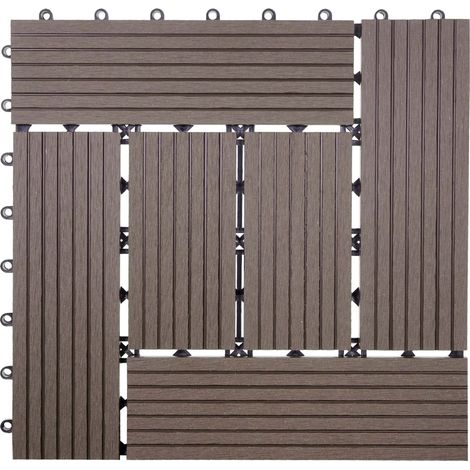 [NON UTILIZZATO] Piastrelle pavimentazione da esterno Rhone T831 WPC 30x30cm 11 pezzi 1mq marrone incrociato