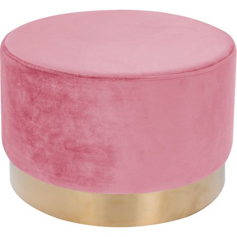 Pouf Rotondo Nano in Velluto Rosa Antico e Oro (1/3)